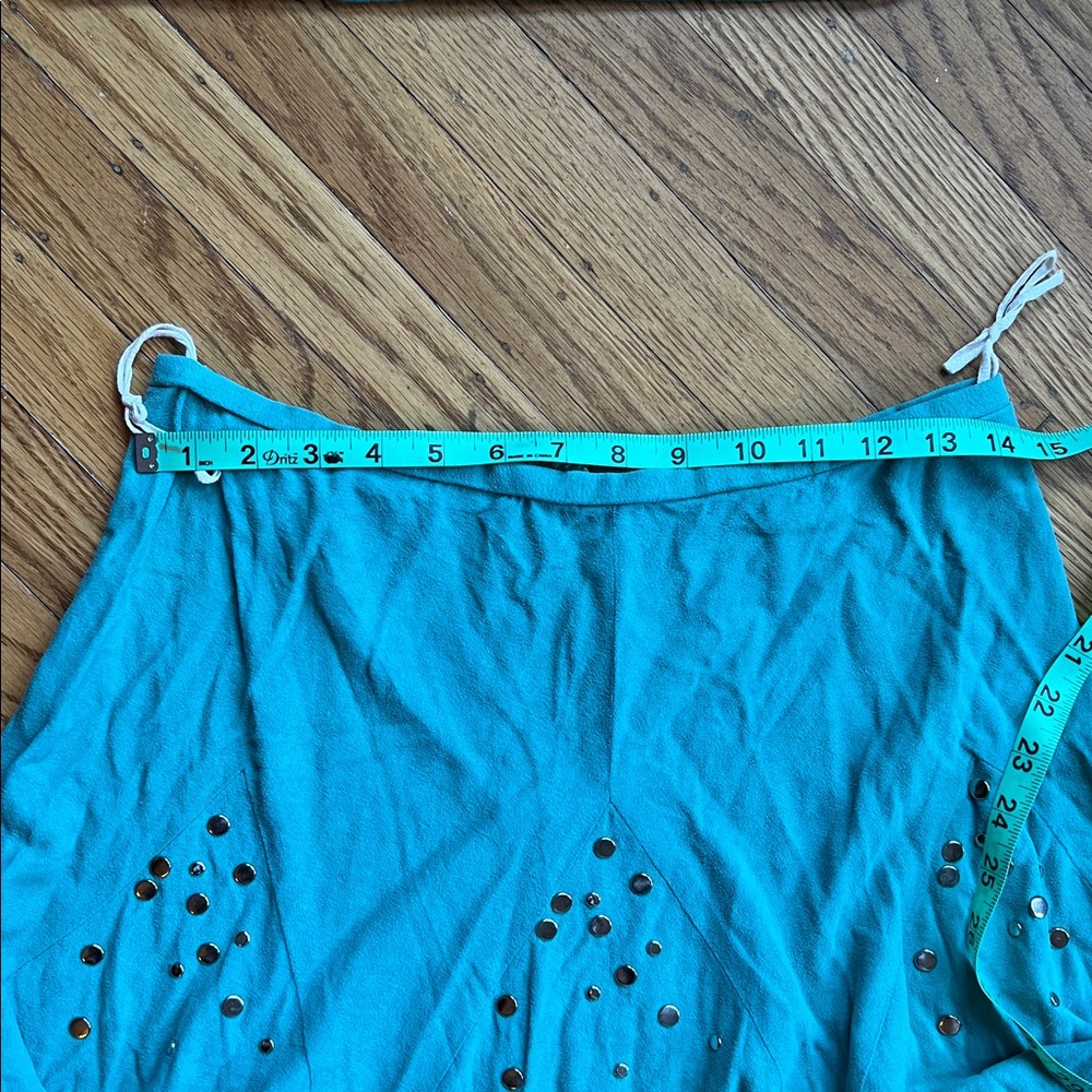 VTG Frederick’s of Hollywood teal studded skirt set - Picture 4 of 4